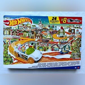 Hot Wheels Advent Calendar – 24 Days | 8 Cars + 16 Accessories; New